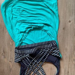 Teal striped lulu tank